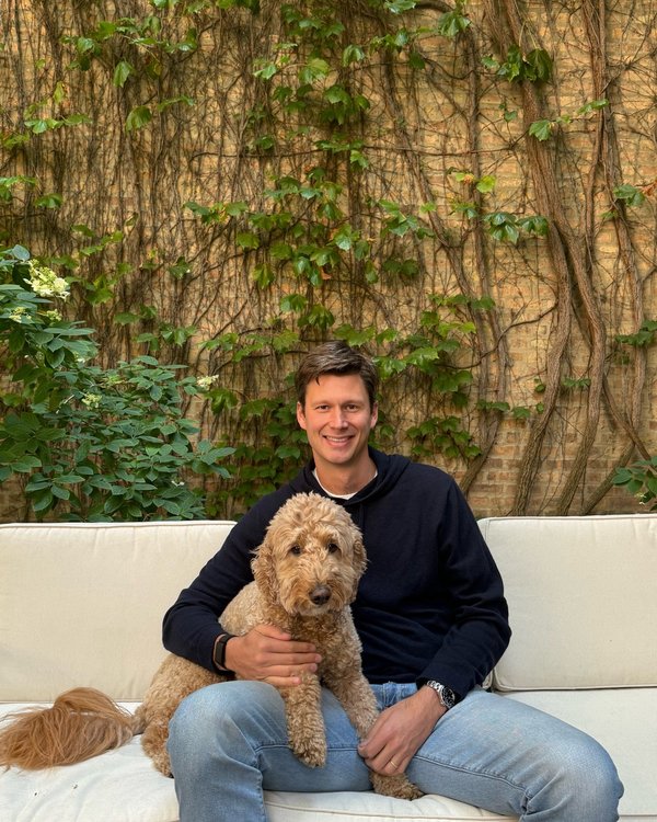 Chas Woodward with his dog